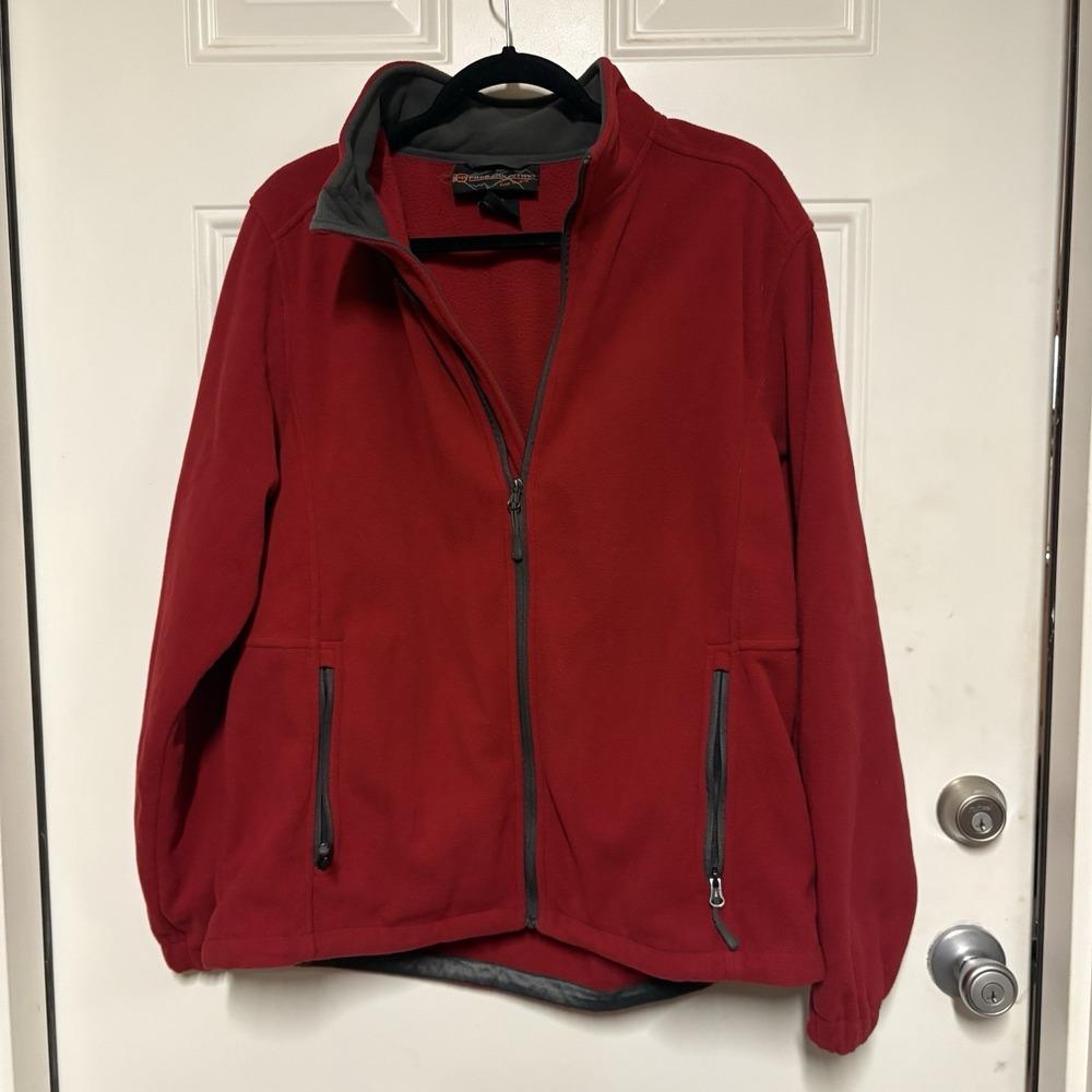 Free Country Mens Fleece full Zip Large Red Jacket